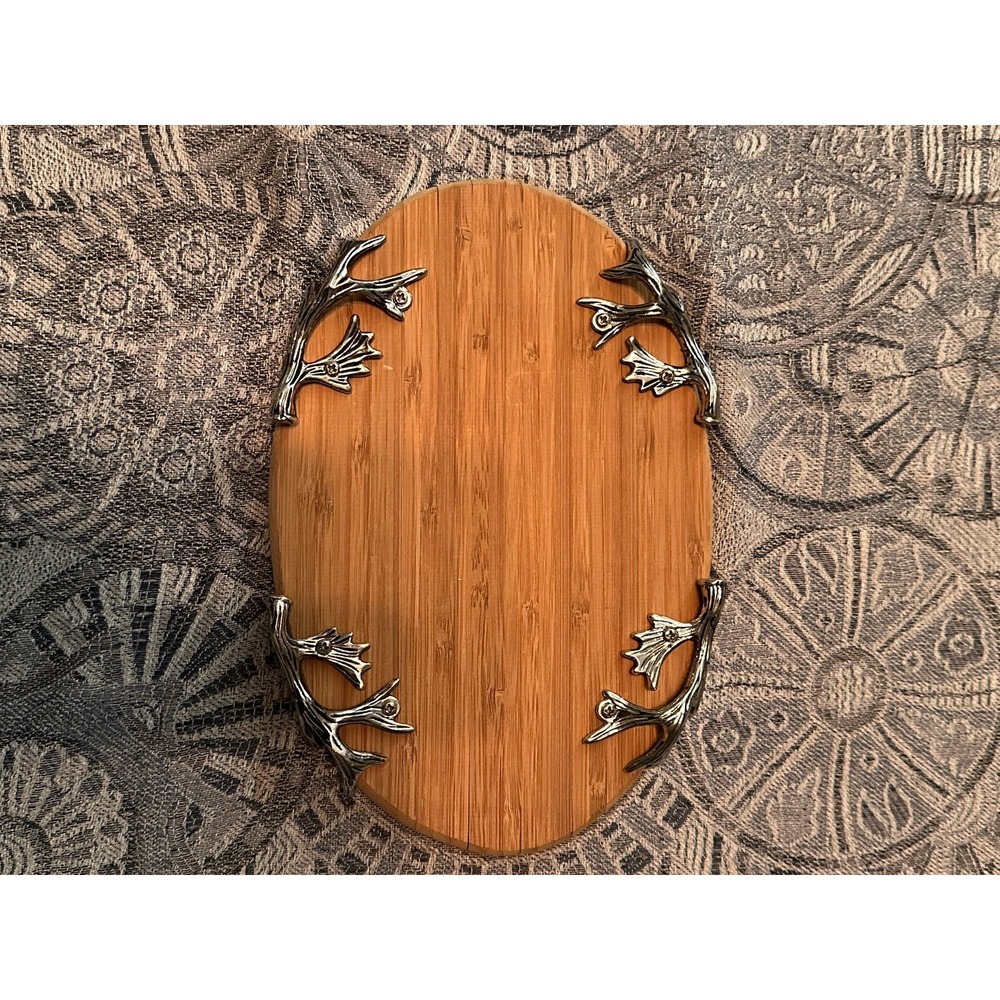 Beautiful tray with antler corners.